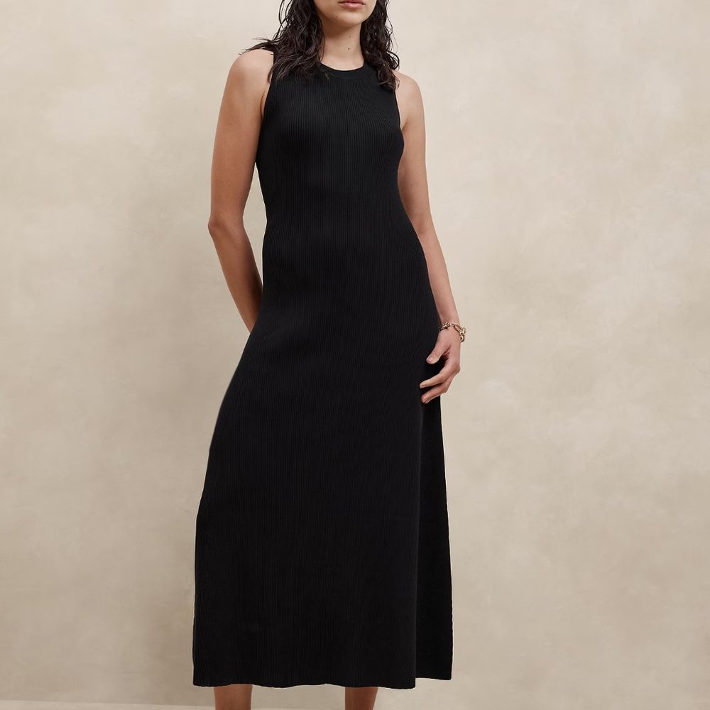 NWT Banana Republic Ribbed Midi Knit Dress Black and Blue Available